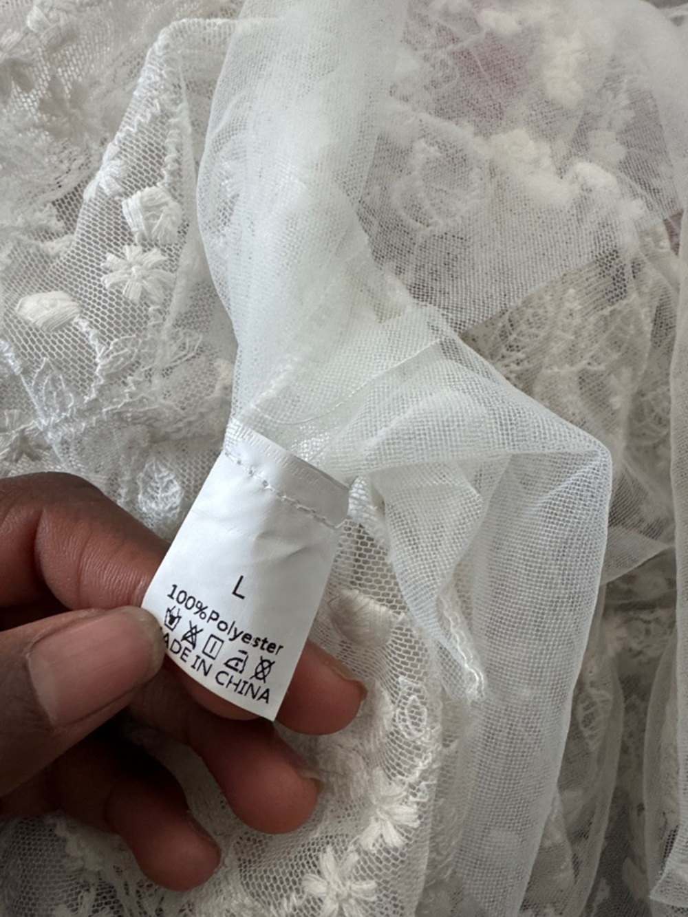 White Floral Lace Corset Mini Dress Sheer Ruffle Tie Strap SIZE L - Picture 2 of 6